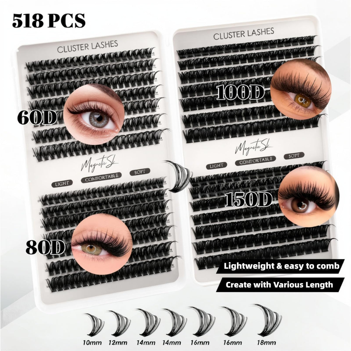 518Pcs Lash Cluster Book Set with Lash Bond & Seal and Lash Tweezers