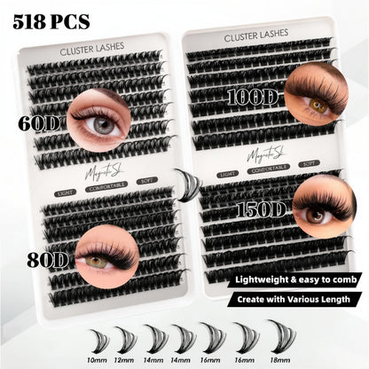 518Pcs Lash Cluster Book Set with Lash Bond & Seal and Lash Tweezers