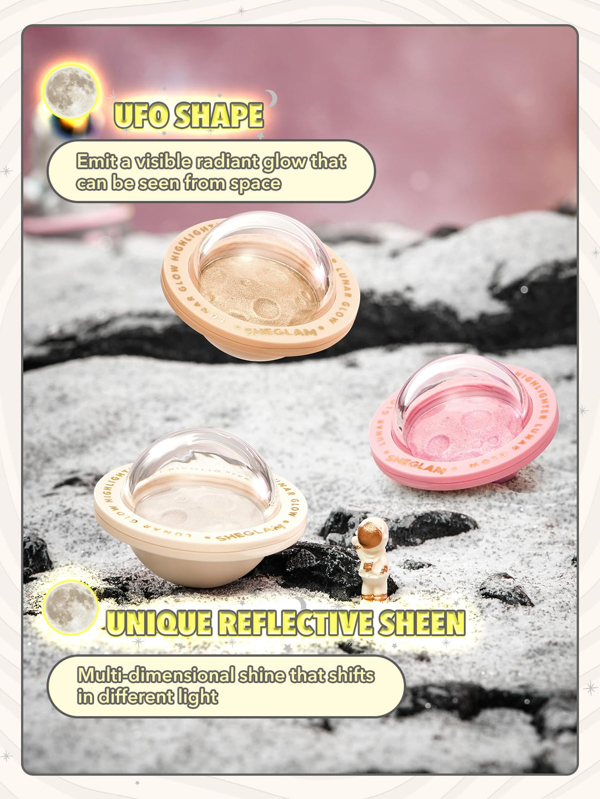 SHEGLAM Lunar Glow Highlighter, Silky Creamy Eyeshadow-Vanilla Frost, Shimmery Finish, Vanilla Frost