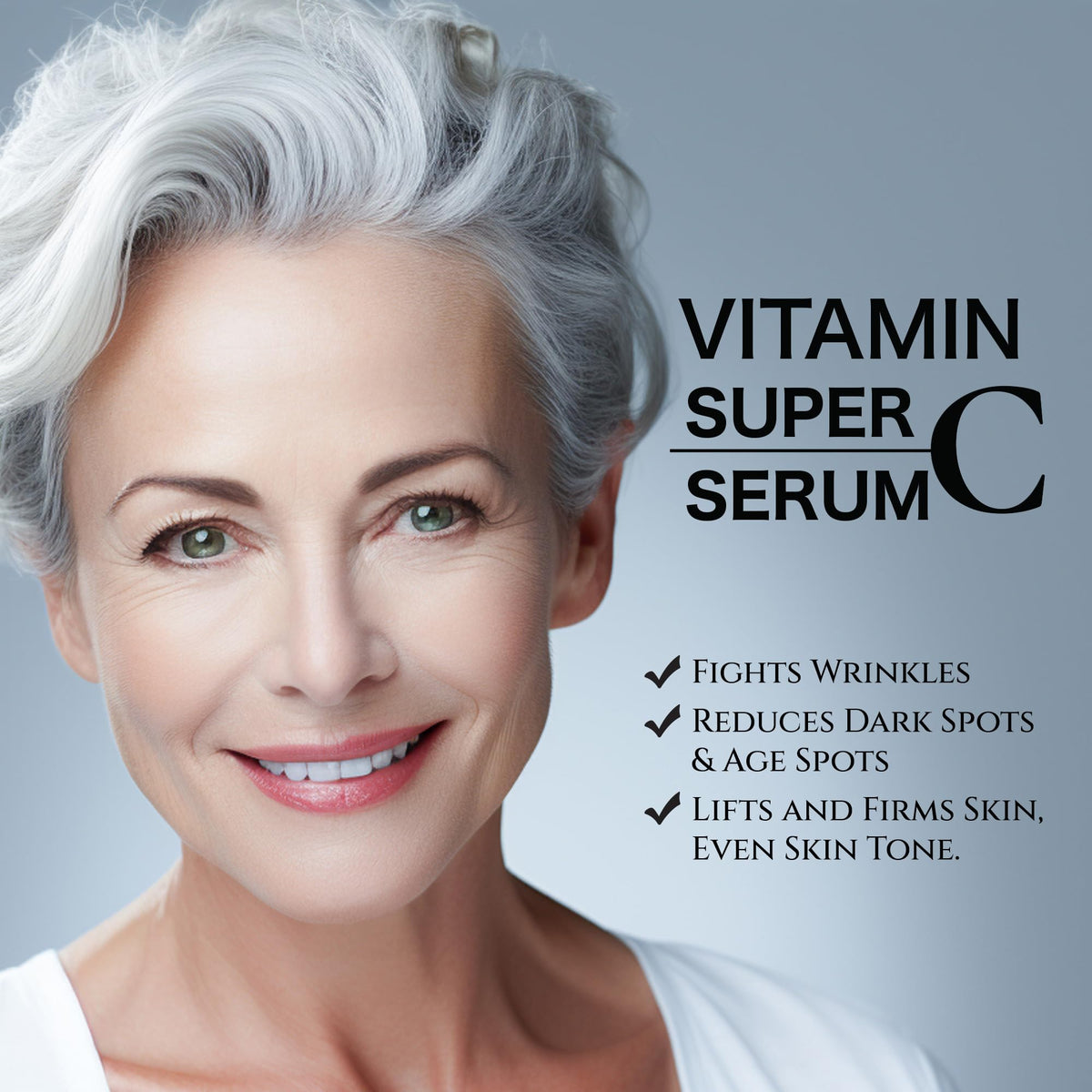 Super Vitamin C Serum for Women over 70, Wrinkle Cream for Face, Anti Aging Cream, Hydrates, Softens, Lifts and Firms Super Vitamin C Serum 30ml