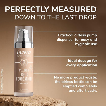 lavera Hyaluron Liquid Foundation - Cool Honey 04 - Foundation Make Up with Hyaluron & Almond Oil for a Flawless Complexion - Face Make Up - PETA Certified - Vegan - Made in Germany - 1 Fl Oz