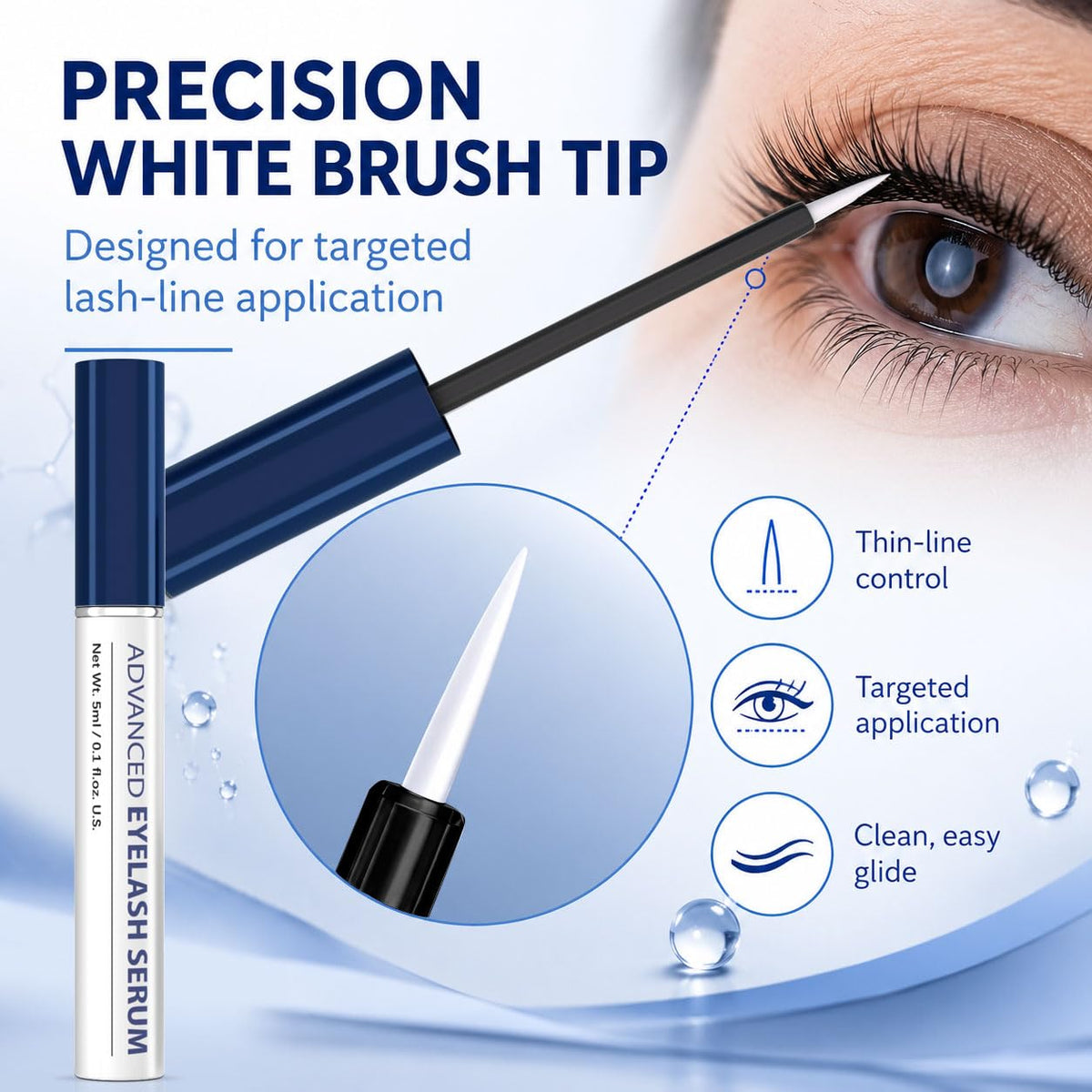 Premium Eyelash Growth Serum – Advanced Lash Enhancing Treatment for Natural Lashes, Volumizing Formula for Longer, Fuller, Thicker-Looking Lashes – Vegan & Cruelty-Free for Sensitive Eyes (5 mL)