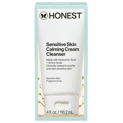 Honest Beauty Sensitive Skin Calming Cream Cleanser, Unscented, 4 fl oz