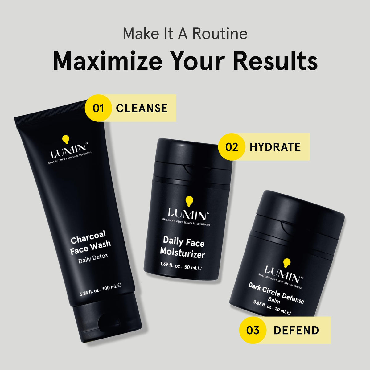 Lumin Charcoal Face Wash for Men | Daily Detox & Pore Cleansing | 3.4oz