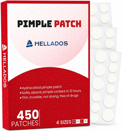 Hellados™ 450 Pimple Patches For Face, 4 Size Hydrocolloid Acne Patches