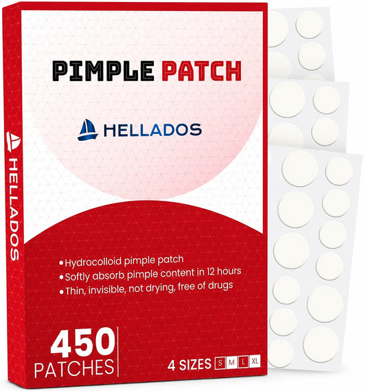 Hellados™ 450 Pimple Patches For Face, 4 Size Hydrocolloid Acne Patches