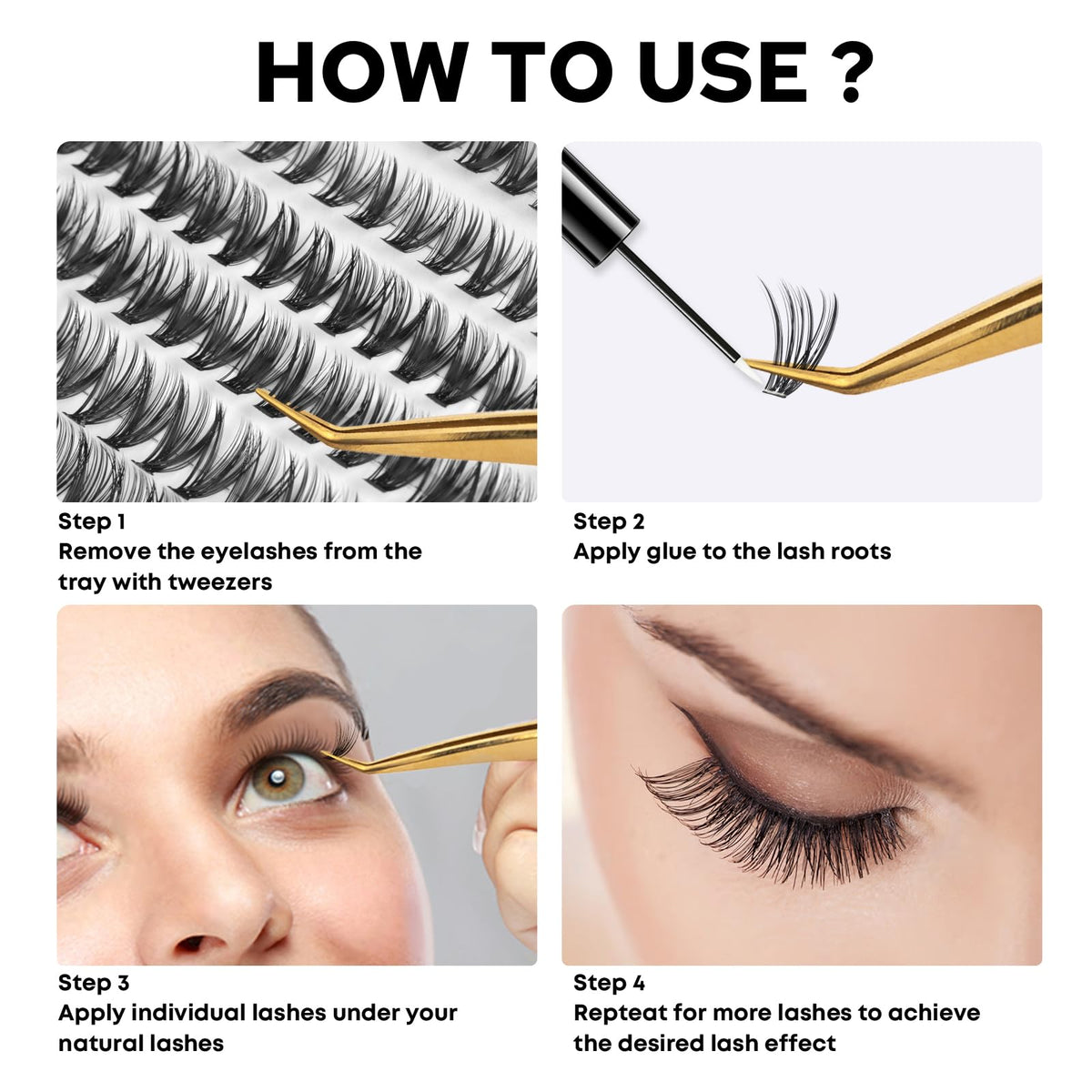 WONSIS Individual Lashes, Lash Clusters, 280 Pcs 30D Individual Lash Extensions, Natural Soft Lightweight Reusable DIY Eyelash Extensions, Thickness 0.07mm C Curl False Eyelashes (30D 8-16mm)…