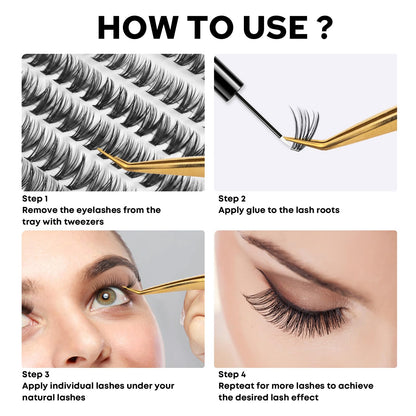 WONSIS Individual Lashes, Lash Clusters, 280 Pcs 30D Individual Lash Extensions, Natural Soft Lightweight Reusable DIY Eyelash Extensions, Thickness 0.07mm C Curl False Eyelashes (30D 8-16mm)…