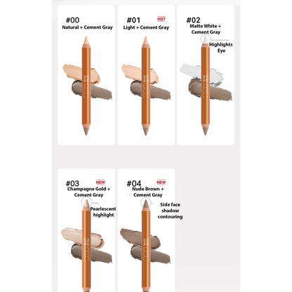 1 PC Double Ends Contour Pencil Highlighter, Multi Functional Facial Contour Highlighter Pencil(01#, 5g)