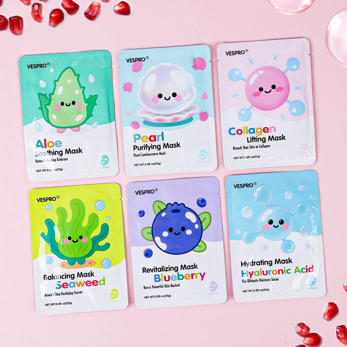 12 Pack Face Masks for Women, Hydrating & Moisturizing Sheet Mask Skincare