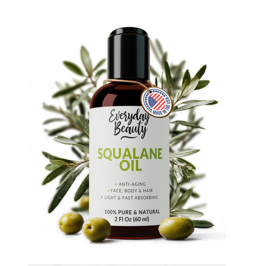 Squalane Oil - 100% Pure & Natural Plant Derived Facial Oil 2 Fl Oz - Cold Pressed and Unrefined Premium Grade Multipurpose Moisturizing Oil for Skin and Hair