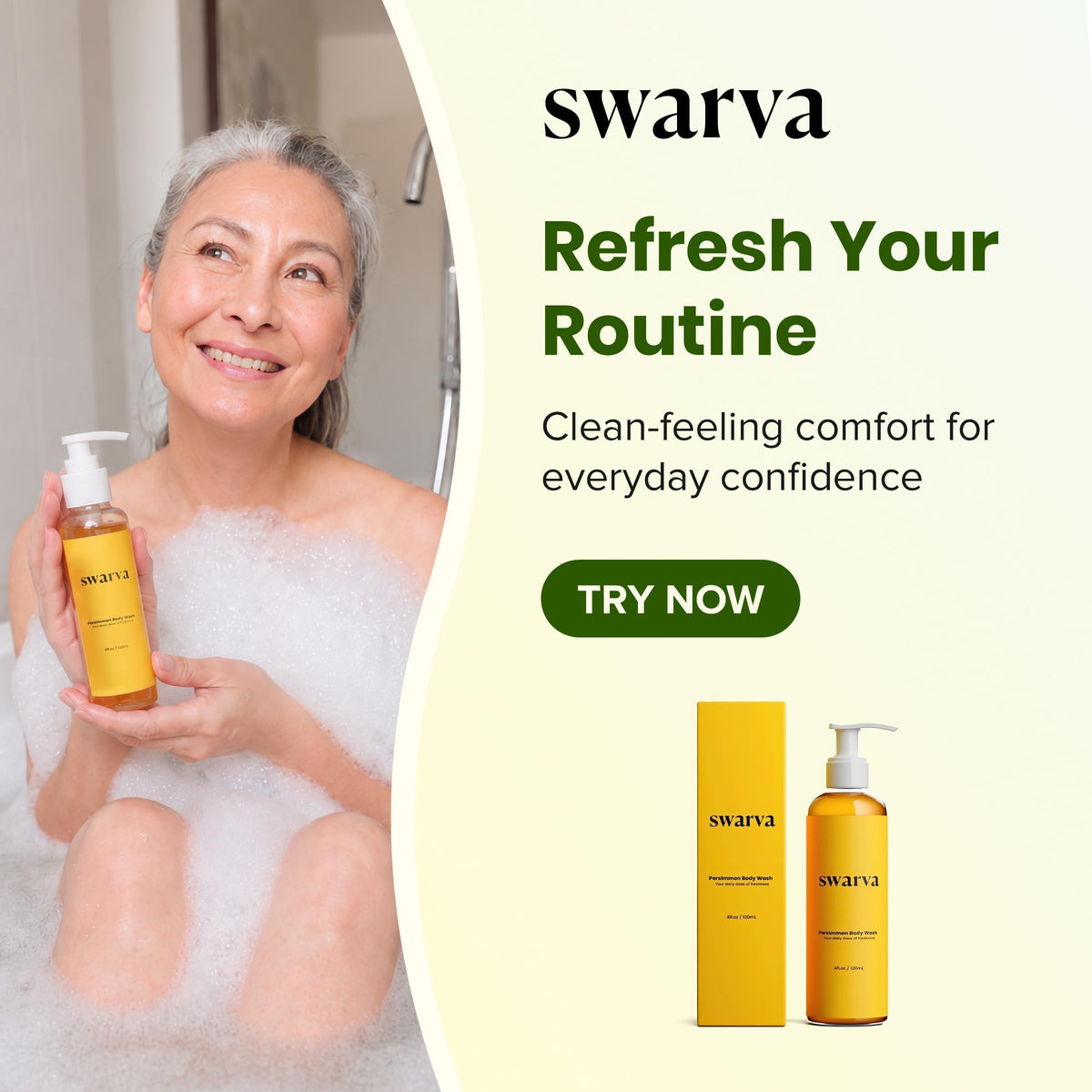 Swarva Japanese Persimmon Body Wash | Odor Cleanser - Sensitive Gel, 2 Pack