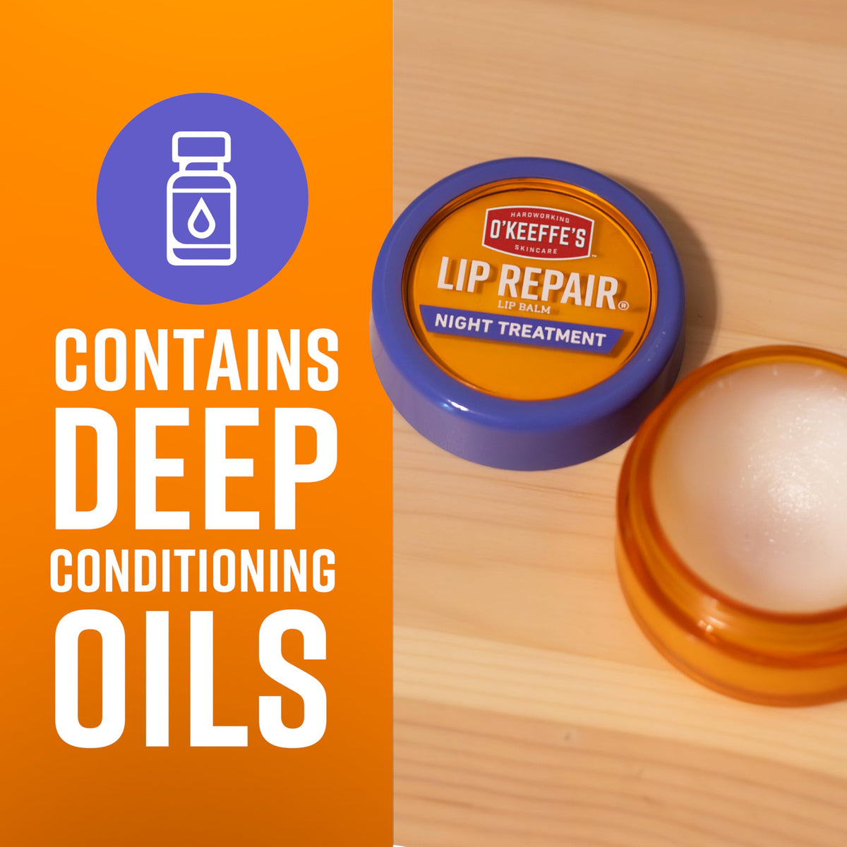 OKeeffes Lip Repair Night Treatment Balm, 0.25 oz Jar