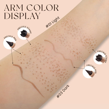HOSAILY 2 in 1 Dual Ended Dark Brown Freckle Stamp&Freckle Pen, Waterproof Quick Dry Soft Dot Faux Freckles, Natural Lifelike Long Lasting Fake Freckle Marker Pencil Face Decoration Sunkissed Makeup