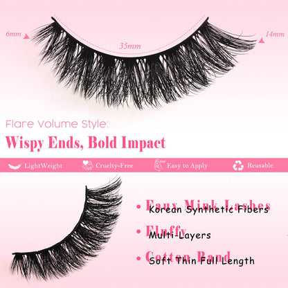 FARRED False Lashes Wispy Natural Strip Eyelashes 14mm Cat Eye Mink Lash Strips Full Volume Fake Cateye Eyelash Pack Natural Look 10 Pairs Short Thick Fluffy Pestañas Postizas for Women