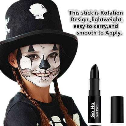Go Ho Makeup Clown Black Cream-Blendable Stick - Face Body Paint for Professional SFX, Cosplay Costume - Safe Facepaint, Nose & Lip Smacking, Eye Black for Baseball/Football, Sports, Halloween