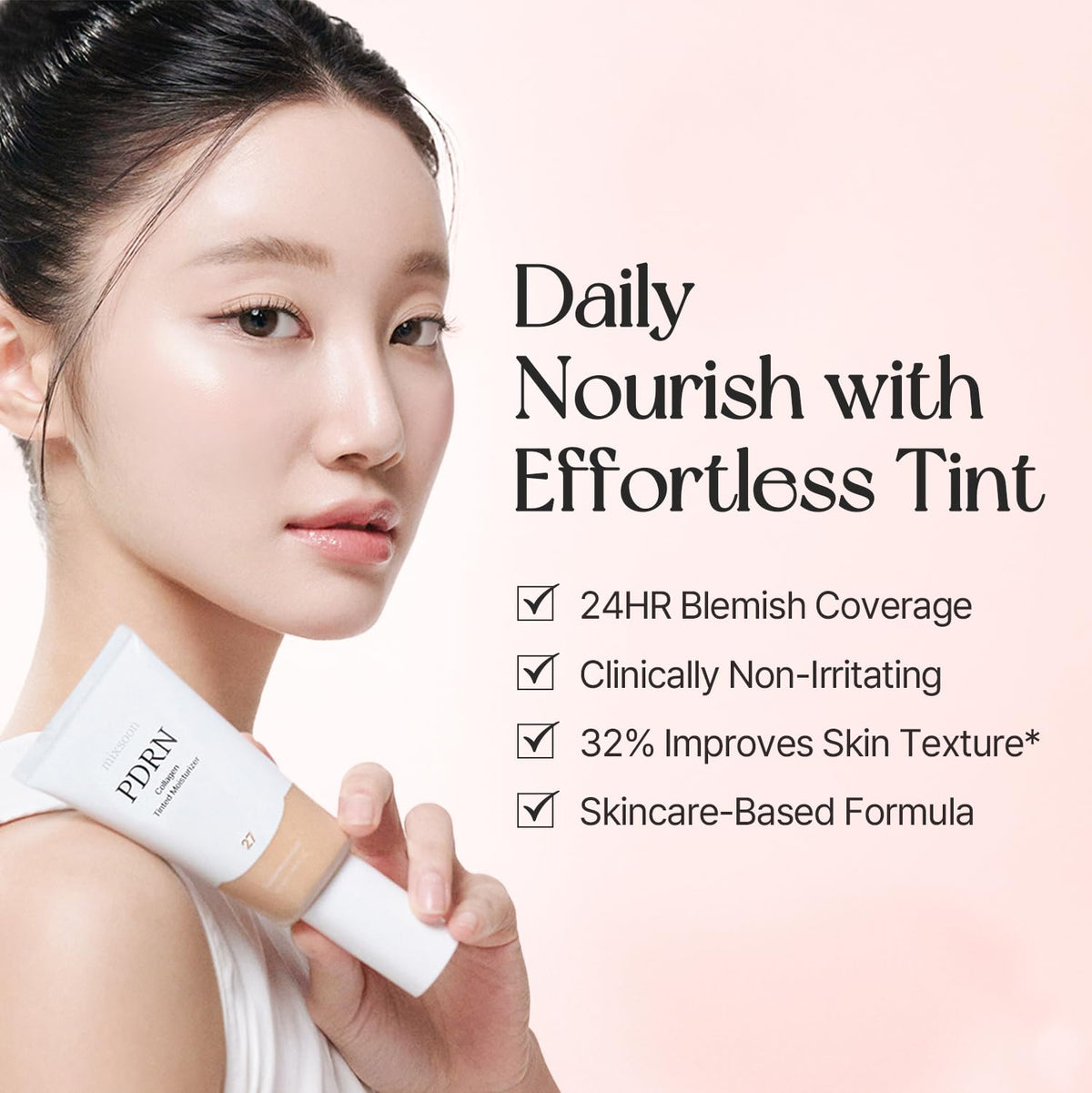 mixsoon PDRN Collagen Tinted Moisturizer - Skincare-Infused Base with Rice PDRN & Peptides, 24H Vibrant Glow & Luminous Hydration, 10 Shades 50ml / 1.69 fl.oz. Korean Glass Skin (No. 27 Unseen)
