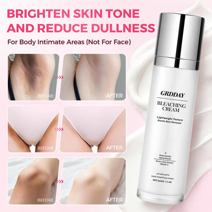 Skin Bleaching Cream, Skin Lightening for Body, Underarm, Inner Thigh, Knees, Bikini Area, Private Parts, Whitening Cream Dark Spot Remover for Intimate Areas, Niacinamide & Vitamin C, 1.7 FL OZ