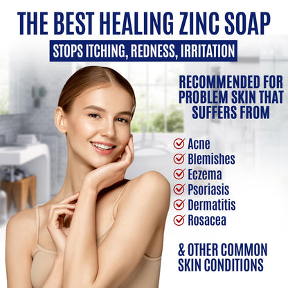 Zinc Soap Bar with Zinc Pyrithione – Face & Body Wash for Sensitive Skin