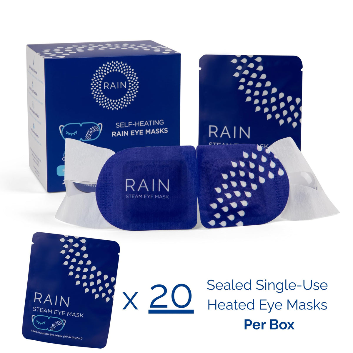 Rain Self Heating Eye Compress, Heated Eye Masks for Dry Eyes 20 Masks