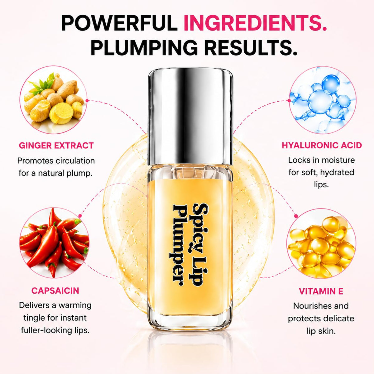 Fifhugaze Spicy Lip Plumper, Hydrating Lip Volumizer Serum & Gloss