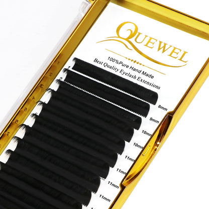 QUEWEL Easy Fan Lash Extensions 0.07mm D Curl Eyelash Extensions 8-15mm