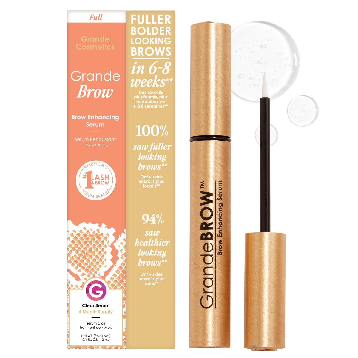 Grande Cosmetics GrandeBROW Brow Enhancing Serum, 3mL, 4-Month Supply