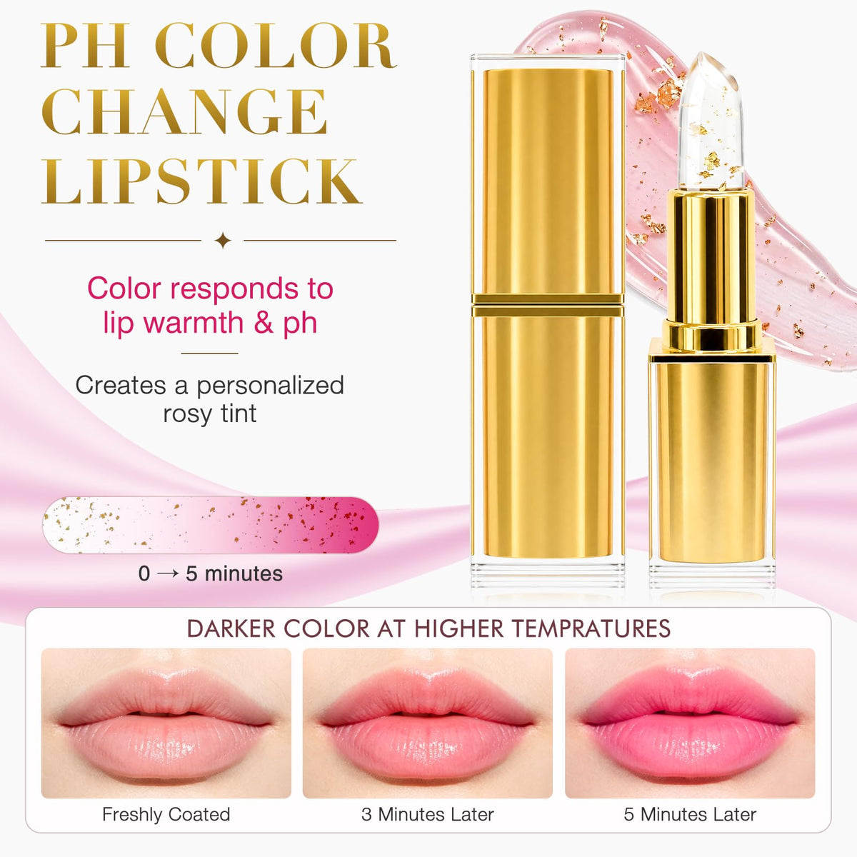 PDAM Kivora pH Color Changing Lipstick, Long Lasting Moisturizing Kivora Signature Lipstick with Transfer‑Proof Finish, Skin‑Adaptive Color, Ideal Holiday Gift (2‑Pack)