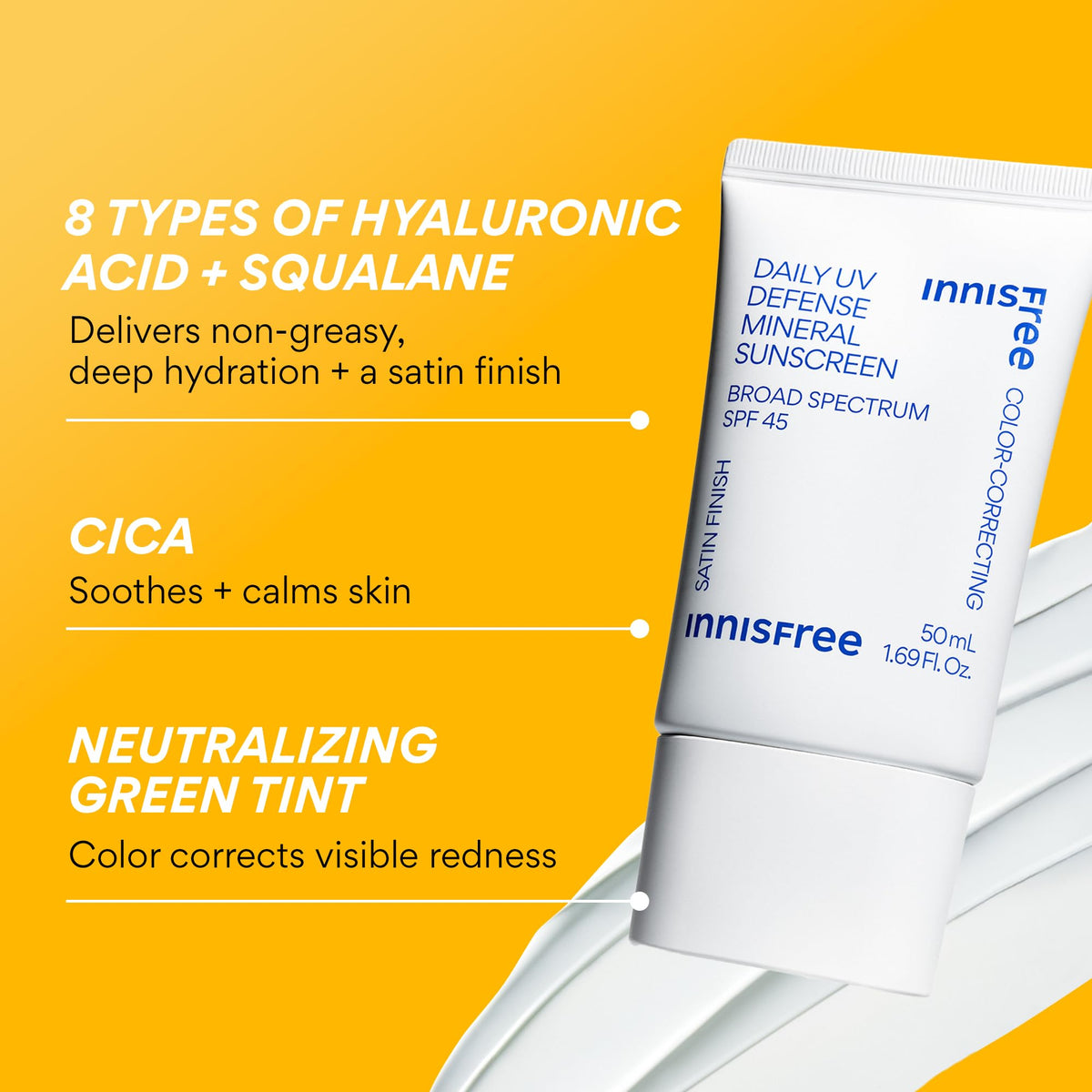 innisfree Daily Mineral UV Defense SPF 45 | Tinted Korean Sunscreen with Zinc Oxide for Redness | Gentle, Hydrating and Lightweight | Available in 2 Pack