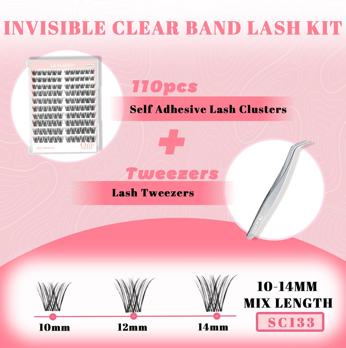 LA MAESII Self Adhesive Lash Clusters,Wispy Pre Glued Clear Band Lashes