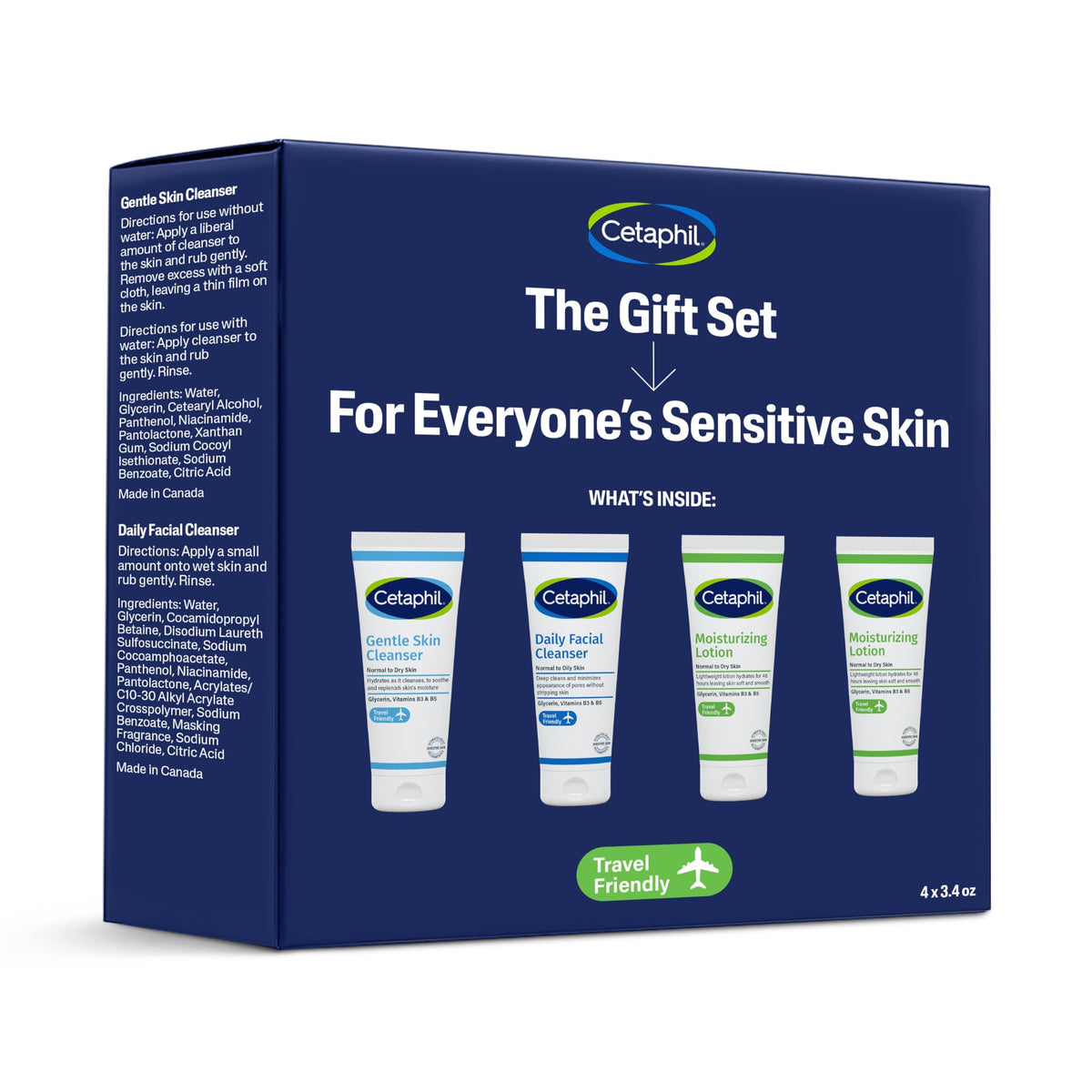 Cetaphil Sensitive Skin Gift Set, Gentle Cleanser & Moisturizer, TSA Kit