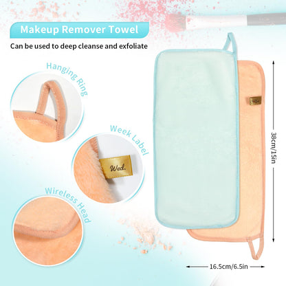 my novel things Makeup Remover Cloth 7-Day Set 15"x6.5" Reusable Washcloths