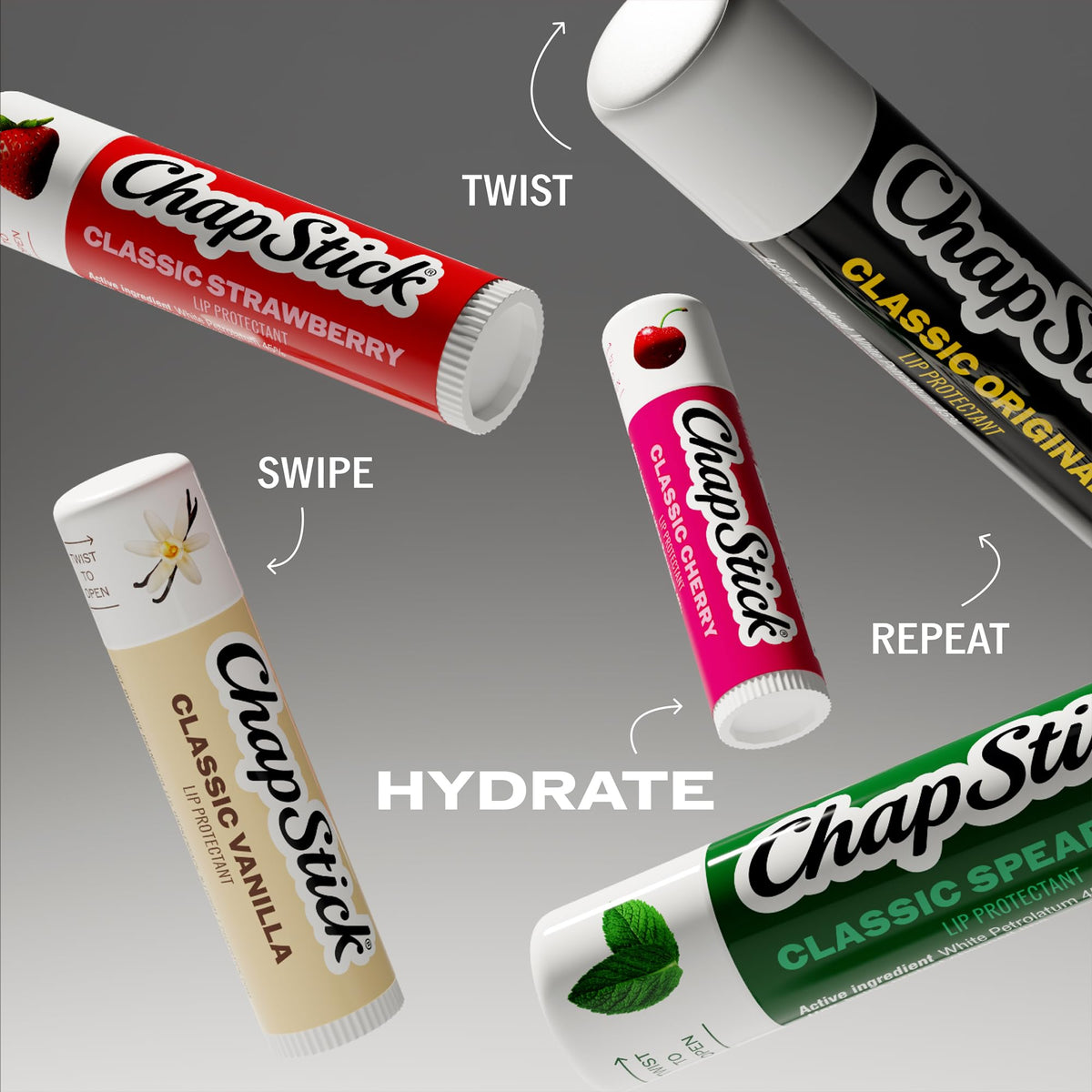 ChapStick Classic Strawberry Lip Balm Tubes, Lip Care and Lip Moisturizer - 0.15 Oz (Pack of 12)