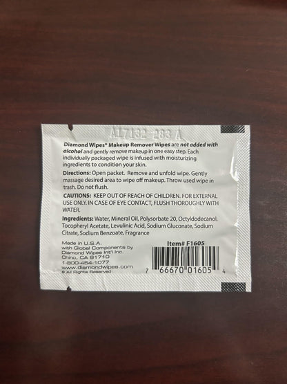 Diamond Wipes Face Cleansing & Waterproof Makeup Remover Wipes, 500 Count