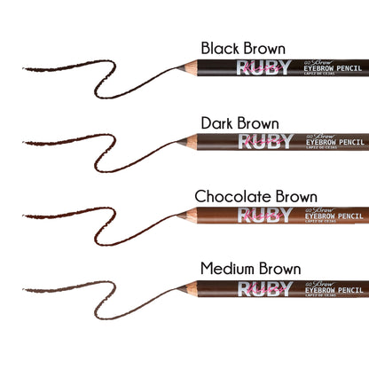 Ruby Kisses GoBrow Eyebrow Pencil, Sharpenable, Longwear, Long Lasting Eyebrow Wooden Pencil for Natural-Looking Brows 3 Pack (Dark Brown)