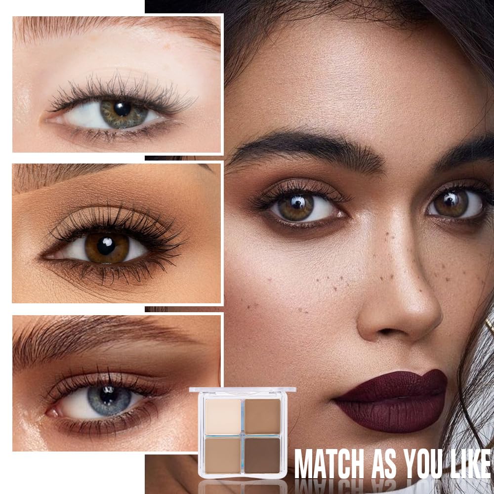 evpct Nude Brown Matte Powder Eyeshadow Quad Palette, Light Nude Pink Natural Dark Brown Matte Smoky High Pigmented Mini Eye Shadow Palette Makeup for Women, Waterproof Smudge Proof Vegan Cruelty-free