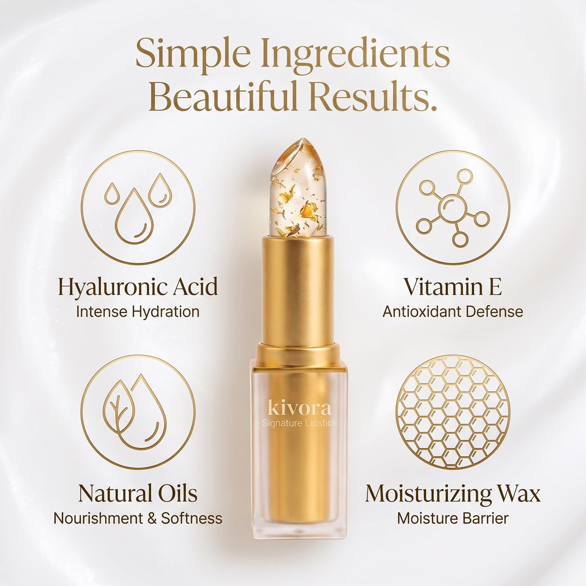 Lipstick for Mature Lips, Signature Clear Lipstick for Older Women (Gold)