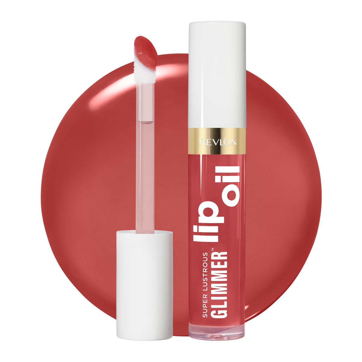 REVLON Super Lustrous Glimmer Lip Oil, 008 Just Toasty, 0.13 fl oz