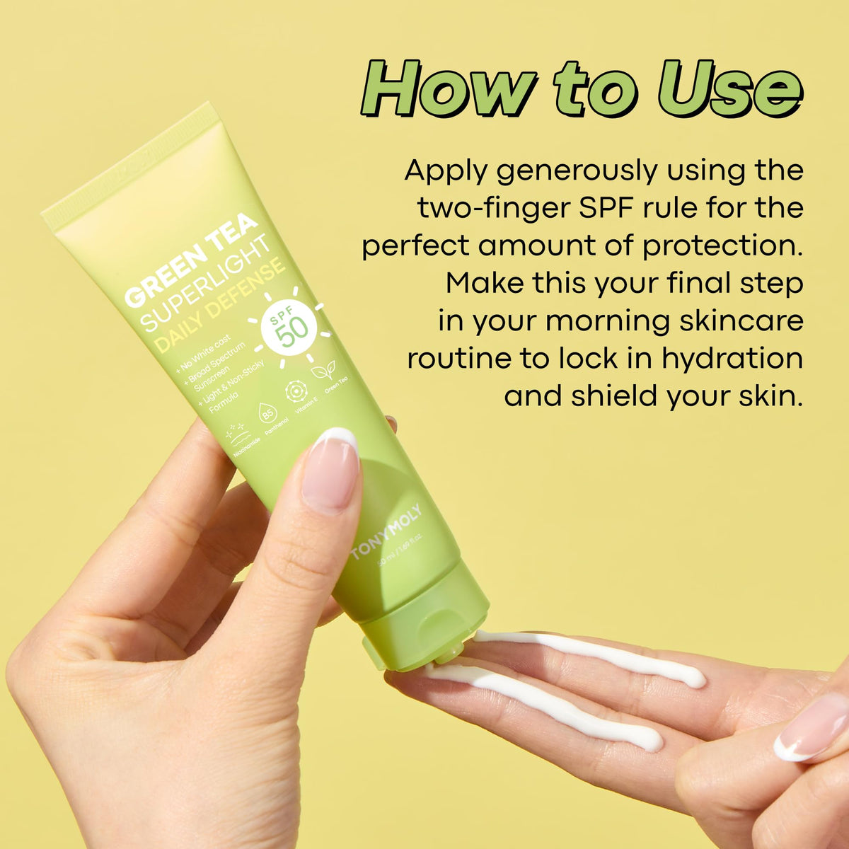 TONYMOLY Green Tea Face Sunscreen SPF 50+ PA++++, No White Cast, 1.69 fl oz