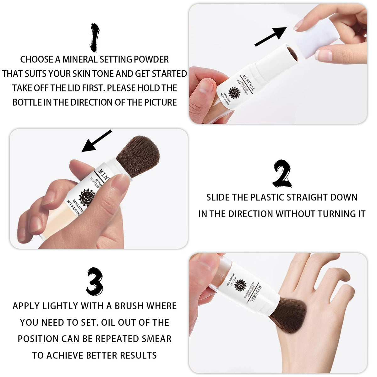 Meilury Sunscreen Setting Powder SPF 35, Mineral Powder for Face & Scalp