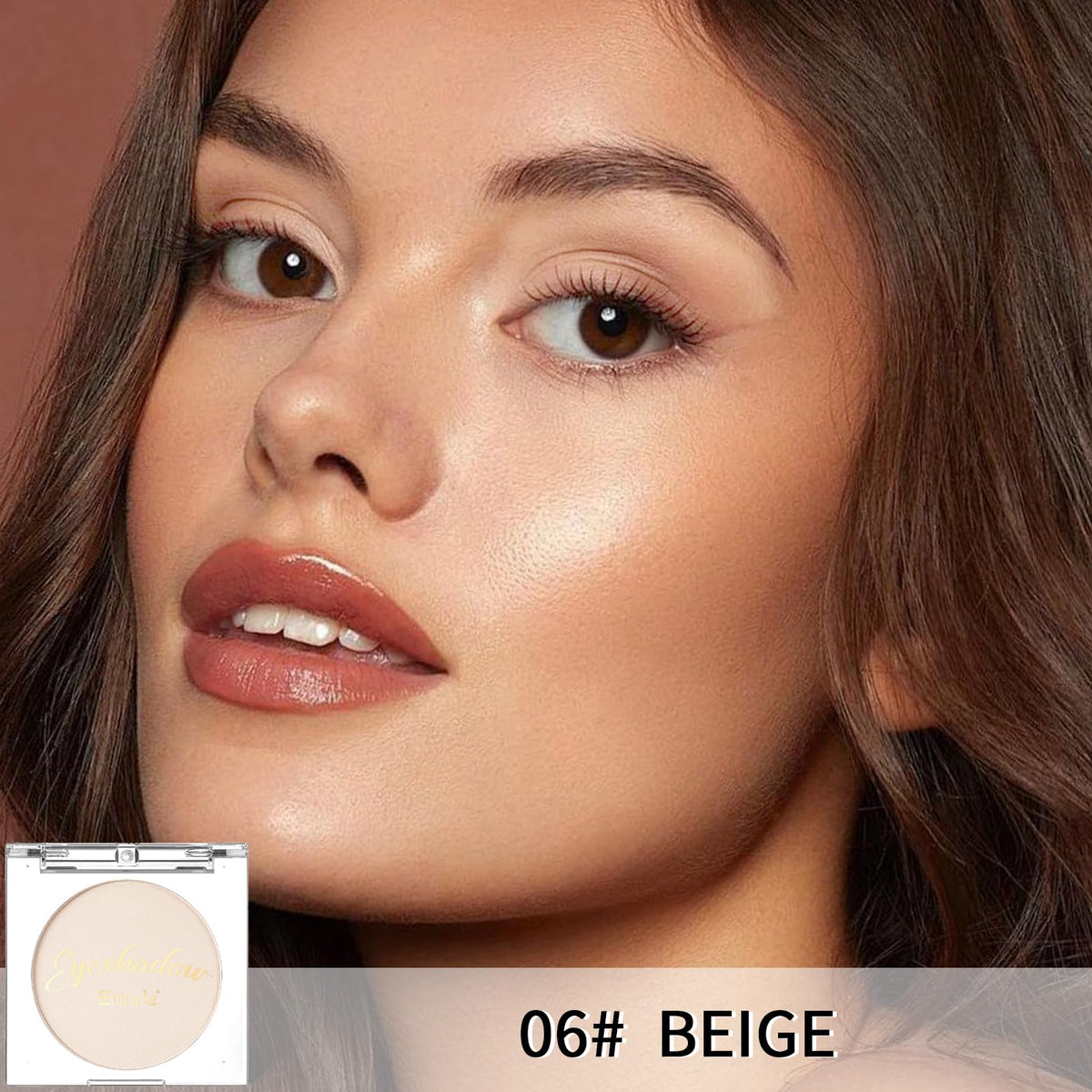 Erinde Single Beige Matte Eyeshadow Palette, Velvet Eye Shadow Compact Powder Primer Base Makeup, Neutral Nudes Matte Pressed Powder Eye Shadow Palette, 06# Beige