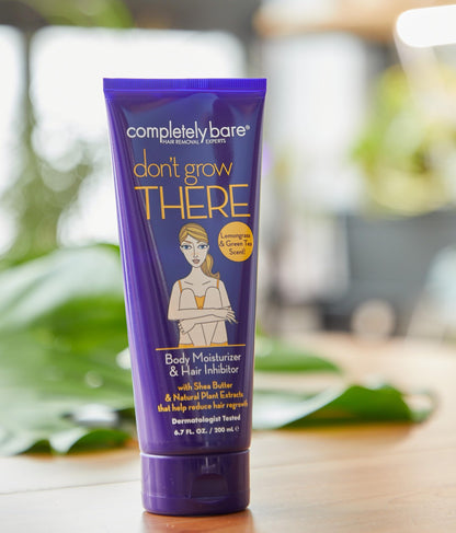Completely Bare don't grow THERE | Body Moisturizer & Hair Inhibitor | Shea Butter | Hair Minimizers | Lemongrass & Green Tea Scent | 6.7 FL OZ