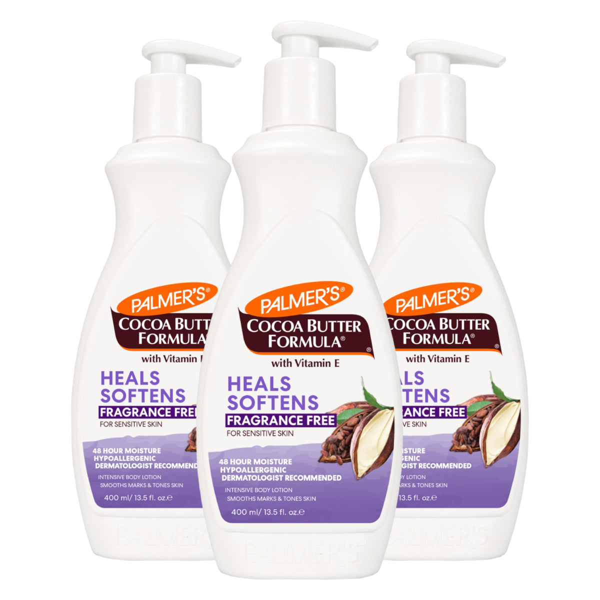 Palmer's Fragrance Free Cocoa Butter Body Lotion (13.5 Fl Oz - Pack of 3)