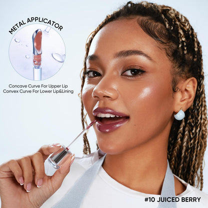 JUDYDOLL Lip Plumper Gloss Tinted Lip Balm Moisturizing Red Lipstick