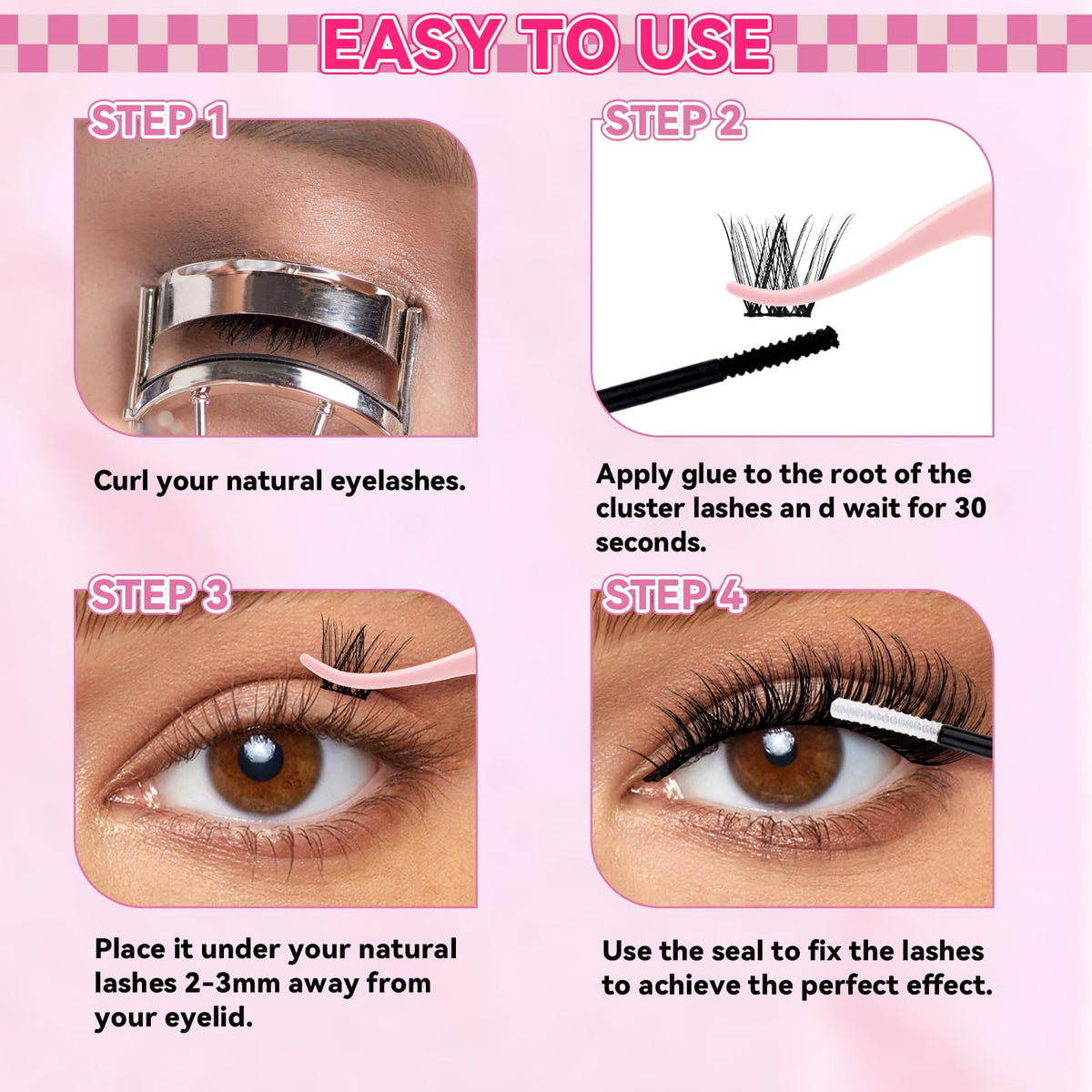 FADLASH Lash Clusters Wispy Eyelash Clusters D Curl Individual Natural Cluster Eyelash Extensions 168Pcs Eyelash Extensions 8-16mm Black Thin Band Soft and Reusable (GS49)