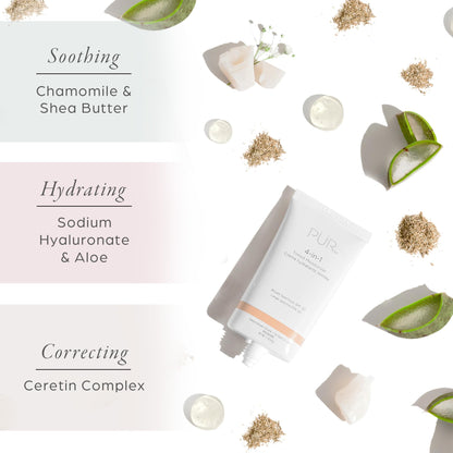 PÜR 4-in-1 Tinted Moisturizer, SPF 20, Medium, Hydrating Skin Tint