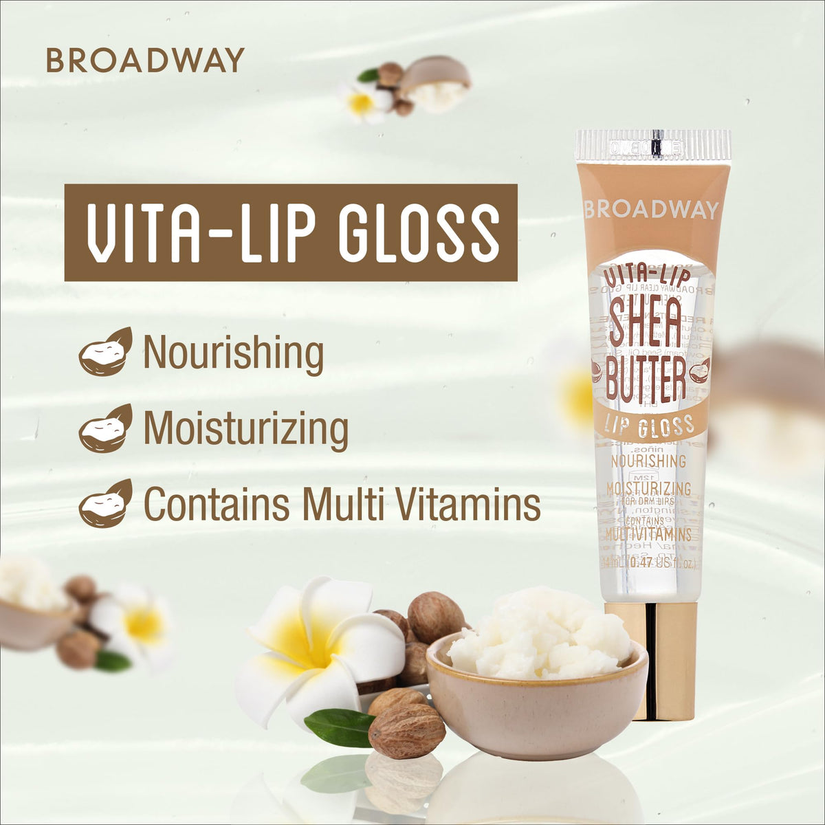 Ruby Kisses Broadway Vita-Lip Clear Lip Gloss (7 Pack) Ultra-Hydrating & Soothing Formula with Vitamins, High-Shine Non-Sticky Finish Lip Balm with Honey, Argan Oil, Shea, Mango Butter, Cherry, Peach