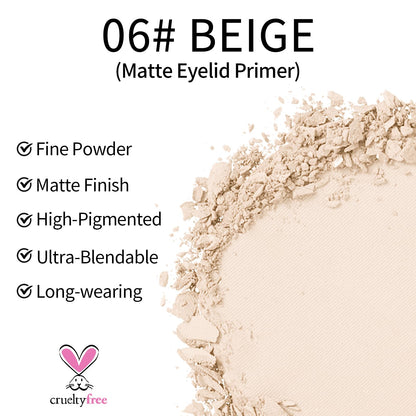 Erinde Single Beige Matte Eyeshadow Palette, Velvet Eye Shadow Compact Powder Primer Base Makeup, Neutral Nudes Matte Pressed Powder Eye Shadow Palette, 06# Beige