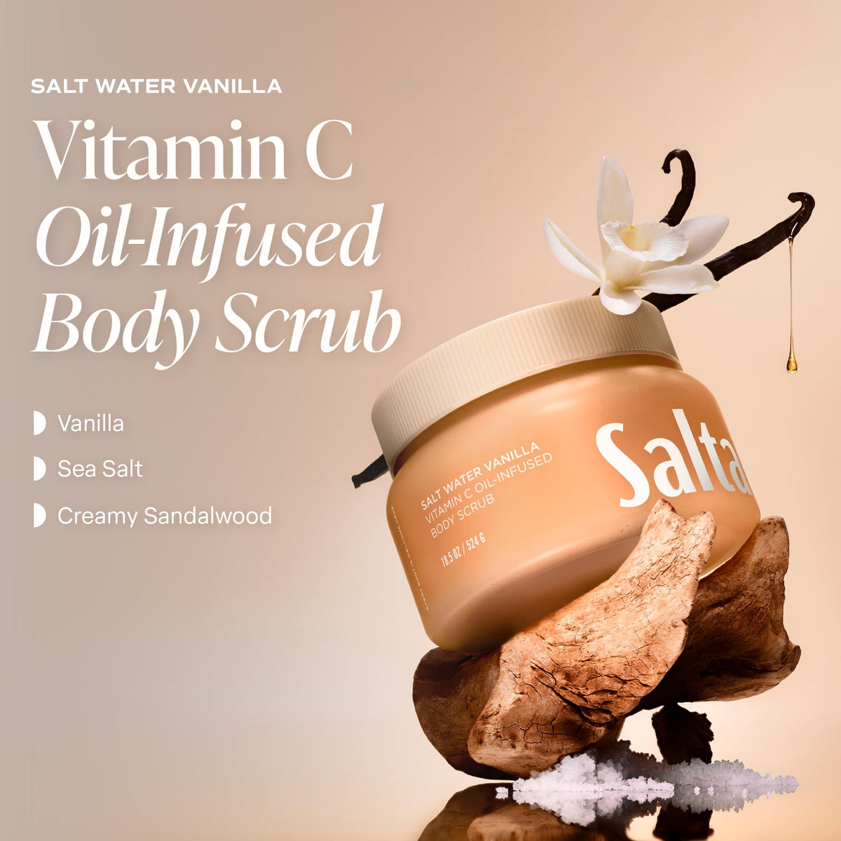 Saltair Body Scrub | Salt Water Vanilla Exfoliating Polish | 1 Count