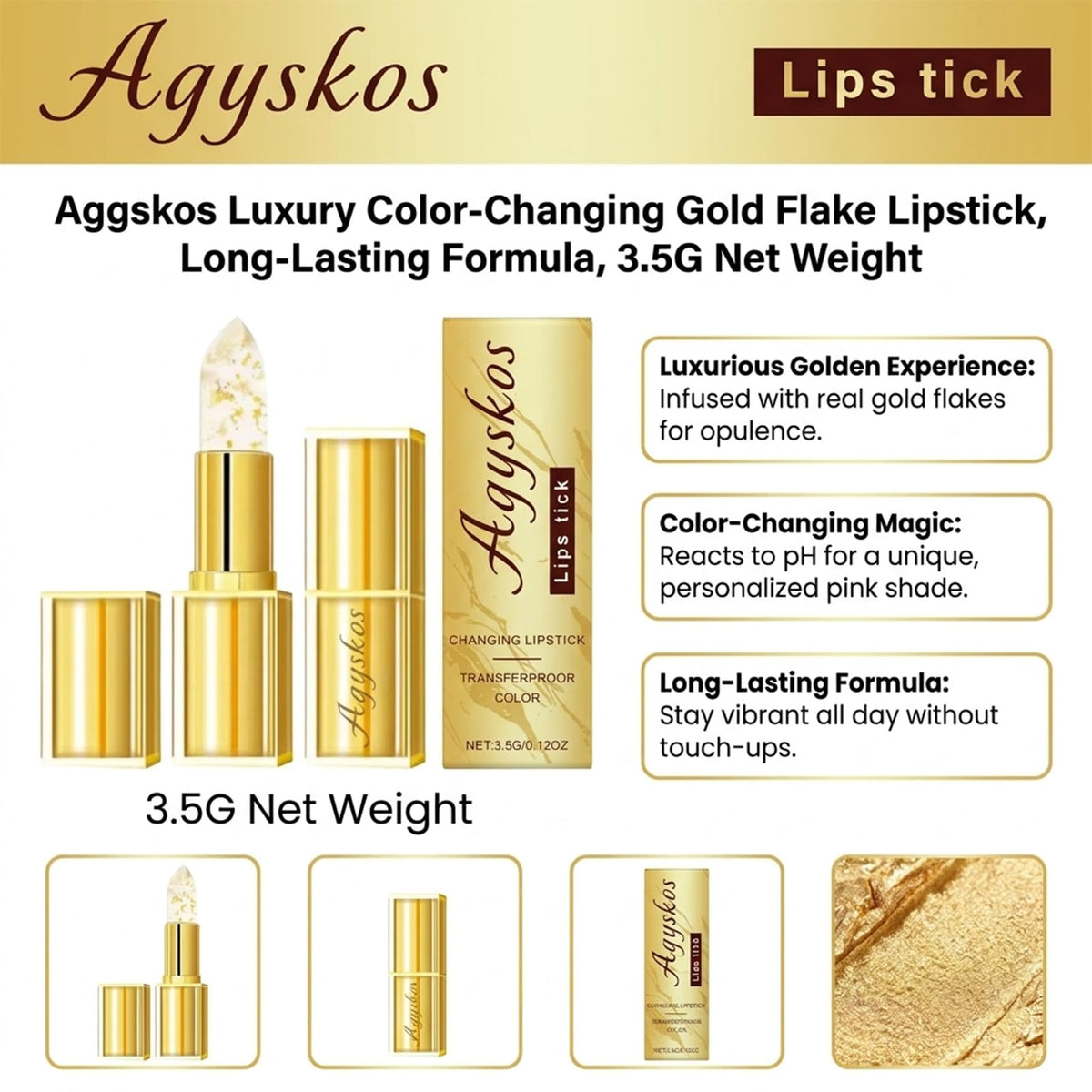 AGYSKOS Kivora Lipstick for Mature Lips, pH Color Changing Lip Tint, 2 Pack